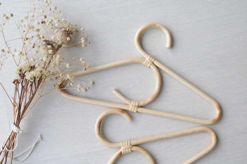 bamboo hangers Set of 3 Rattan hanger baby room decoration eco friendly. bamboo accessories