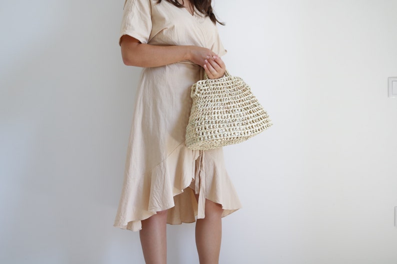 Straw bag, summer bag, beach bag, straw handwoven basket, gift for her, sac de paille, panier, basket of paglia, straw handbag. image 3