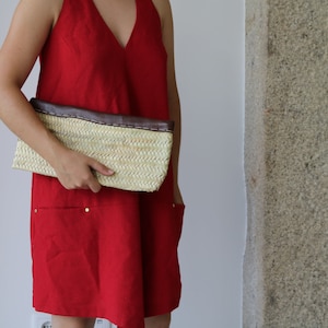 Straw clutch, straw handbag, small bag, straw bag, summer bag, pochette en palme, Stroh Handtasche, bolso de paja, bolso de mano.