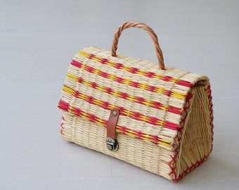 Reed bag, straw basket bag, handbag, summer bag, colorful bag, paja pocket, bag de paille, Stroh Handtasche, mimbre basket