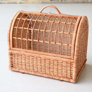 Pet travel basket, Portable Pet Carrier wicker basket, wicker dog basket, side loaded travel bag, basket for pet, cat carrier bag