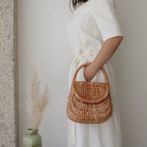 Wicker bag, Straw bag, Gondola basket bag, straw purse, market bag, sac de paille, Strohsack. image 9