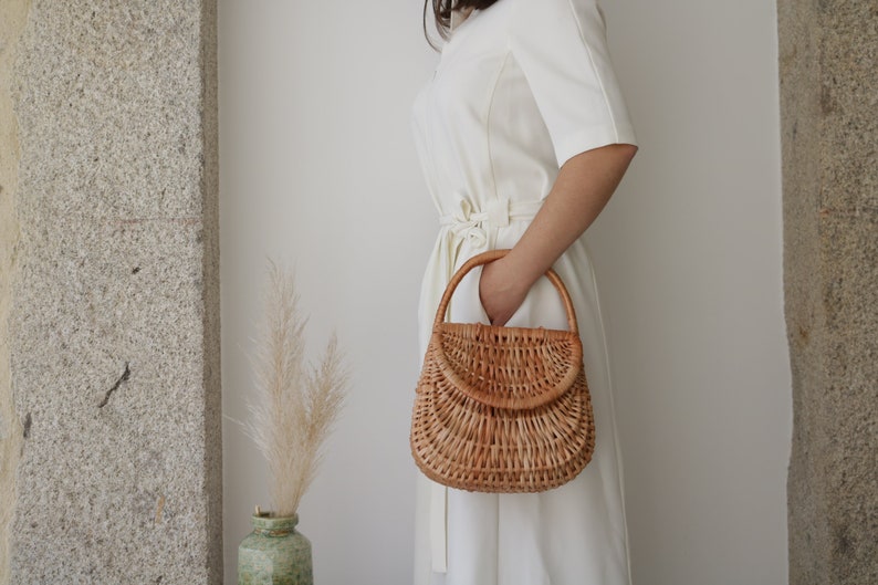 Wicker bag, Straw bag, Gondola basket bag, straw purse, market bag, sac de paille, Strohsack. image 9