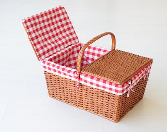 Grote picknickmand, rieten picknickmand, boerderijdecoratie, fruitmand, picknickpanier, Picknickkorb, picknickmand picknickmand