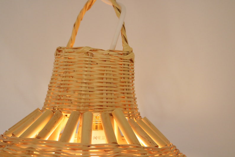 Straw chandelier Bamboo pendant light bamboo Lighting boho decor, Light Pendant, lustre lámpara de bambú, Pendelleuchte aus Bambus. image 6