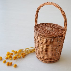 Jane Birkin Basket small, basket with a lid, round wicker basket, baby pocket, panier en osier, weidenkorb, panier jane birkin