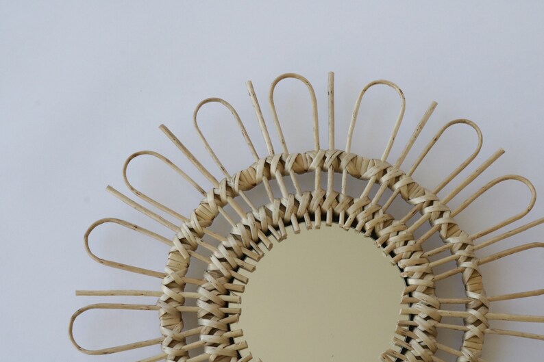 Round Wicker Mirror Sunburst Wall Mirror Natural Home Etsy