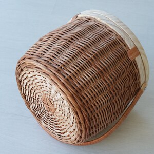 Round picnic basket, wicker picnic basket, lunch basket, lunch box, basket with handle, gift for her , Picknickkorb, picnic panier image 9