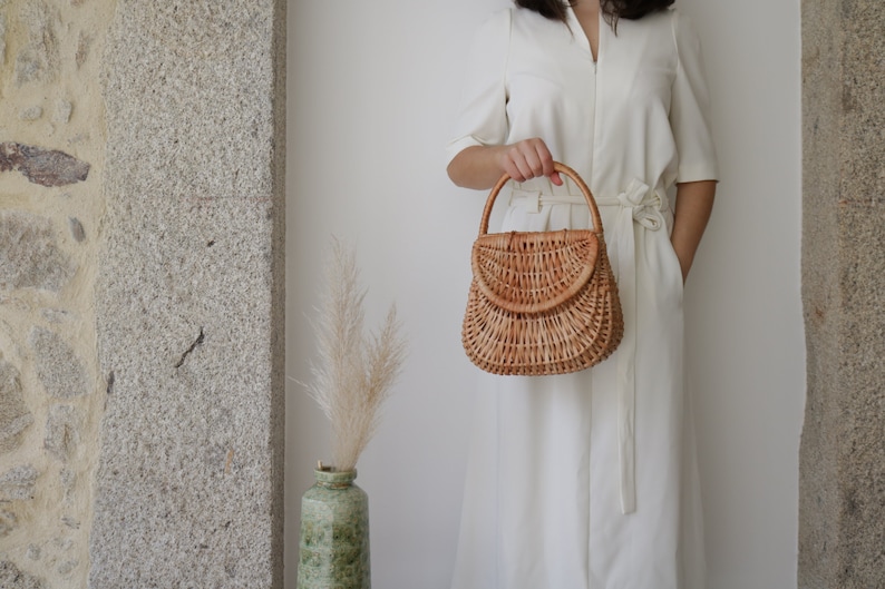 Wicker bag, Straw bag, Gondola basket bag, straw purse, market bag, sac de paille, Strohsack. image 4