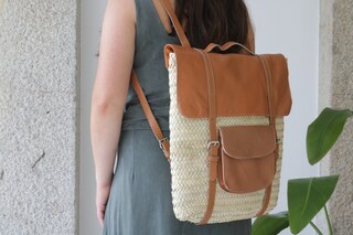 H.S.G.K Zaino Da Donna In Paglia, Estivo, Casual, Casual, Marrone, 36*39*10cm