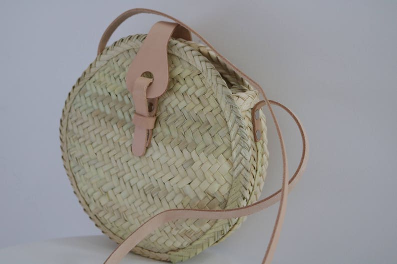 Round Basket Bag Crossbody Round Straw Bag Palm Round | Etsy