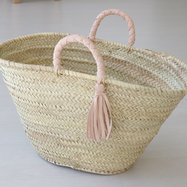 Strohkorbtasche, Marktstrandtasche, Strohkorb, Einkaufstasche, französische Korbtasche, Panier de Paille, Panier du Marché, Einkaufstasche.