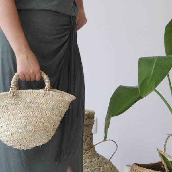 Natural straw bag, flowers basket, small straw bag, summer bag, storage basket, Strohkorb, paja pocket, paille panier.