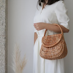 Wicker bag, Straw bag, Gondola basket bag, straw purse, market bag, sac de paille, Strohsack. image 1