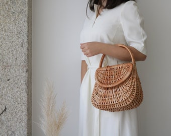 Wicker bag, Straw bag, Gondola basket bag, straw purse, market bag, sac de paille, Strohsack.