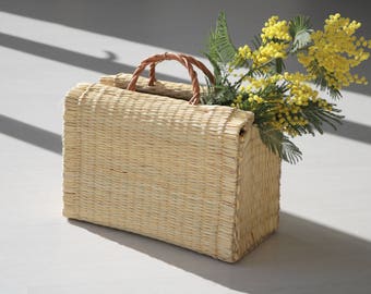 Borsa in canna, cestino portoghese, Rietmand, Korb, borsetta, borsa da mercato, cestino estivo, cestino per pigiama, cestino naturale, panier, borsa per la spesa.