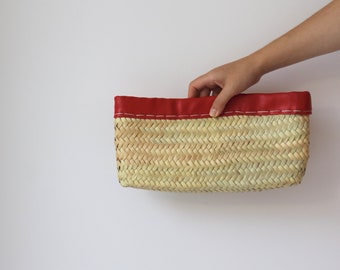 Embrayage en paille, sac à main en paille, petit sac, sac de paille, sac d'été, pochette en palme, Stroh Handtasche, bolso de paja, bolso de mano.