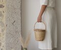 Jane Birkin Basket - small, basket with a Lid, Round Wicker Basket, Round Willow Basket, papel de mimbre, panier en osier, Weidenkorb. product logo