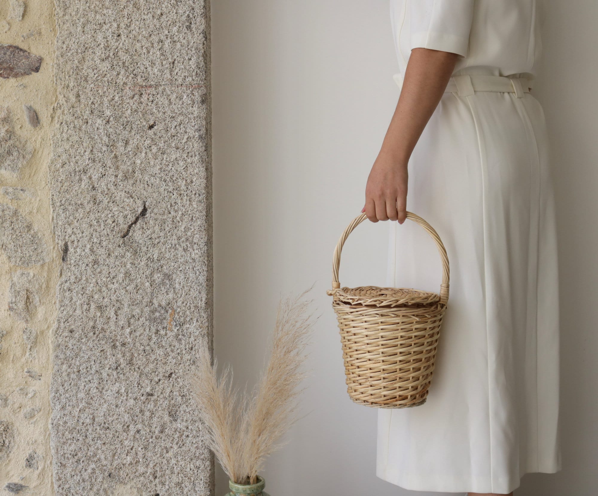 Jane Birkin Basket - Medium, Market Bag, Round Wicker Basket, Panier Rond, Basket of Mimbre Fruit Basket Panier Jane Birkin, Jane Birkin Korb