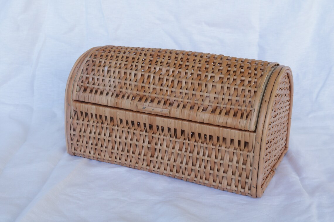 Wicker box wicker bread box toys box Kitchen Food Storage Etsy