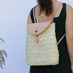 Straw backpack straw bag, beach bag, summer backpack, french style, basket bag, sac à dos paille, backpack de paja, Strohrucksack. image 3