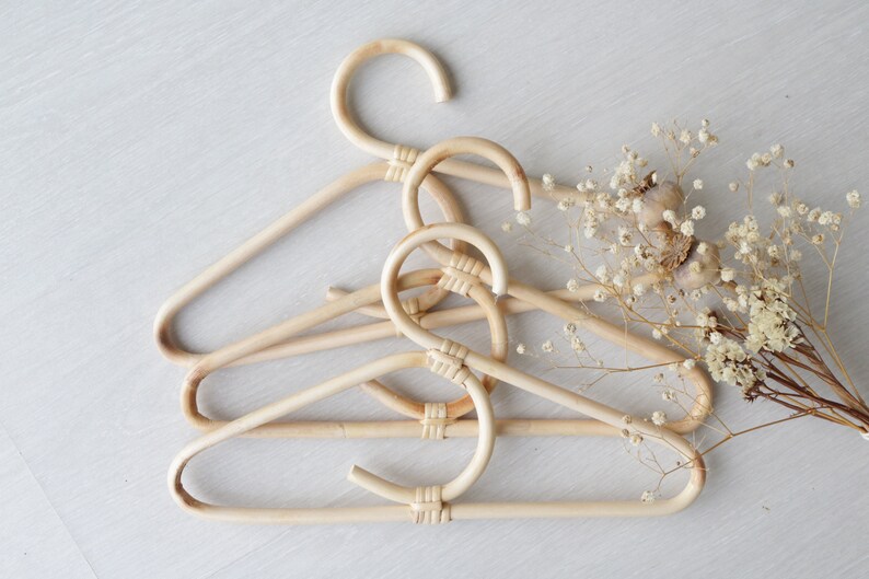 bamboo hangers Set of 3 Rattan hanger baby room decoration eco friendly. bamboo accessories