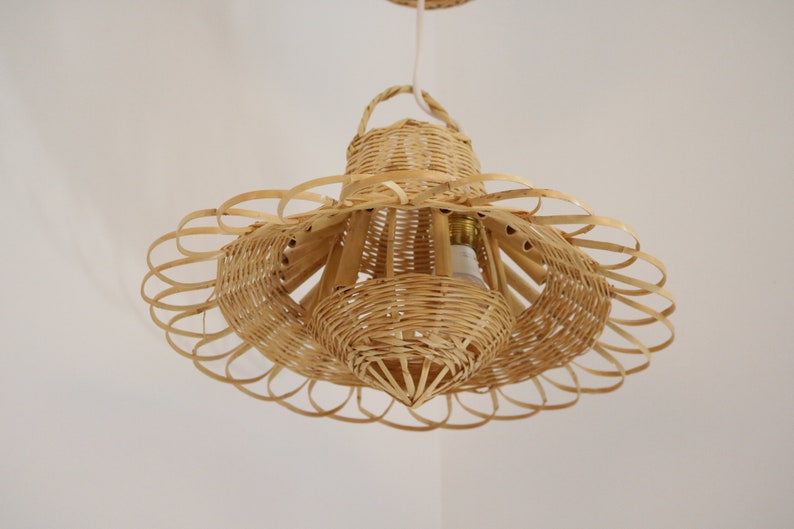 Straw chandelier Bamboo pendant light bamboo Lighting boho decor, Light Pendant, lustre lámpara de bambú, Pendelleuchte aus Bambus. image 8