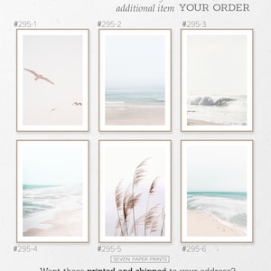 Coastal Set of 6, Pastel Surfing Wall Art, Ocean Wave Aerial Photo, Modern Reeds Poster, Digital Beach Seagull, Tropical Surf Printable
