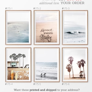 Ocean Wall Art Surfing Decor. Summer Beach Set with California Palm Trees Prints. Gift Ideas. 6 Piece Burnt Orange Printable