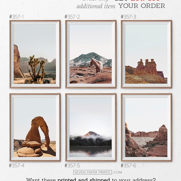Arches National Park Utah Wall Art Set of 6 Prints, UT Desert Landscape Photography, US Utah Desert Sunset Poster Set, Utah Printable Art