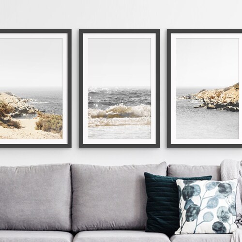 Large Framed Coastal Set of 3 Prints Framed Beach House Etsy