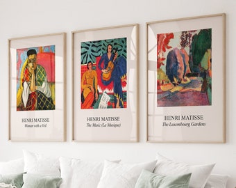 Henri Matisse La Musique Wall Art, Henri Matisse Print Set of 3, Exhibition Gallery Wall Art, Eclectic Gallery Wall Set of 3 Matisse Poster