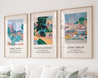 Andre Derain Poster Set, Wassily Kandinsky Print, Expressionist Print, Scenery and Nature Art, Fauvist Print, Famous Art, Scenery Wall Set