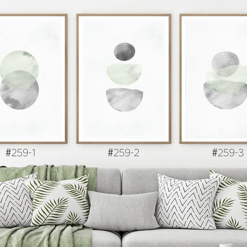 Set of 3 Blue Gray Wall Art Printable Abstract Art Blue Grey Etsy
