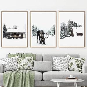 Moose Print, Winter Decor, Winter Forest Print, Winter Photography, Christmas Print, Christmas Wall Art, Christmas Mood, Snow Trees Forest image 5