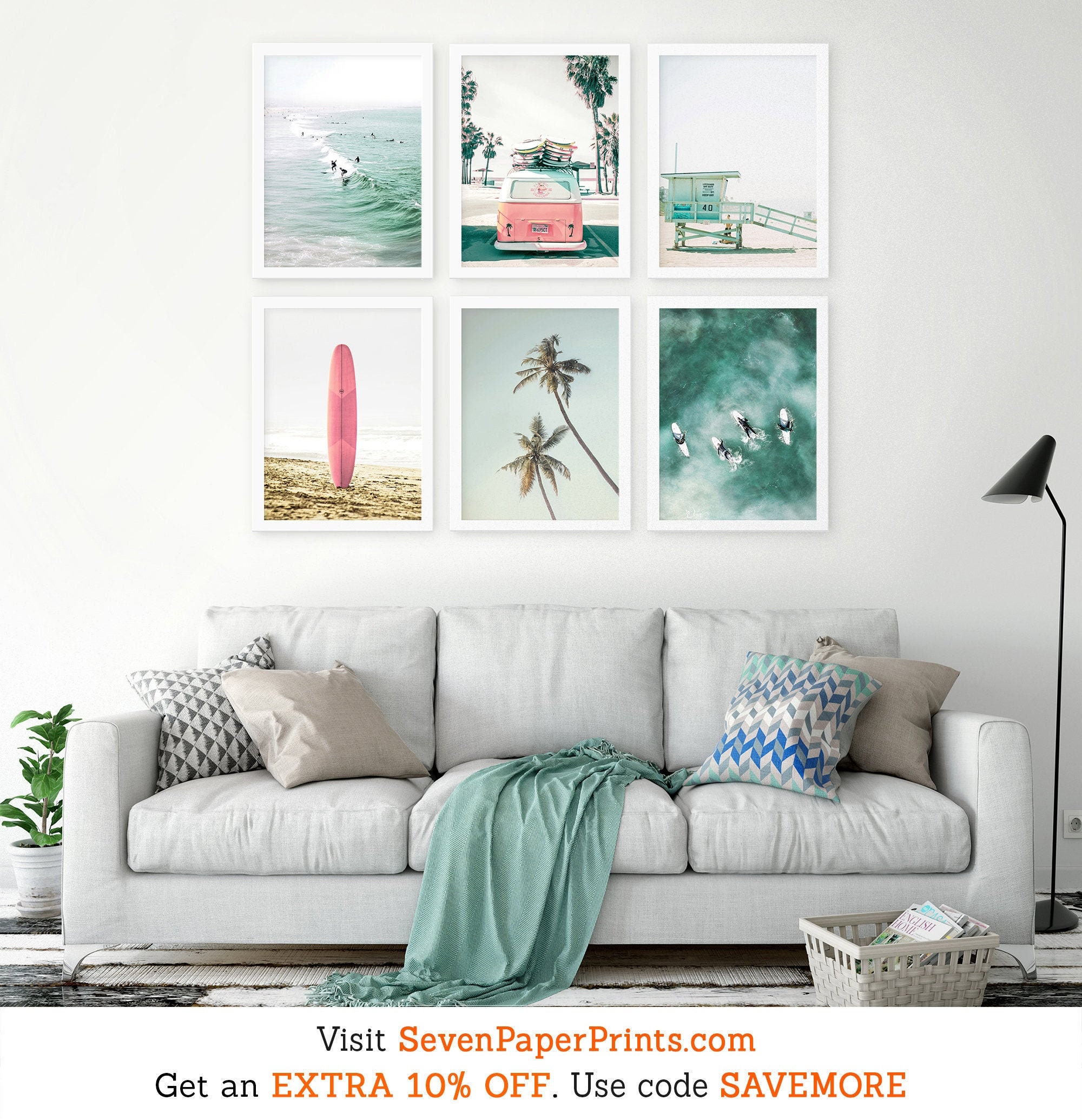 Beach Coastal Set of 6 Framed Prints Set of 6 California Etsy UK
