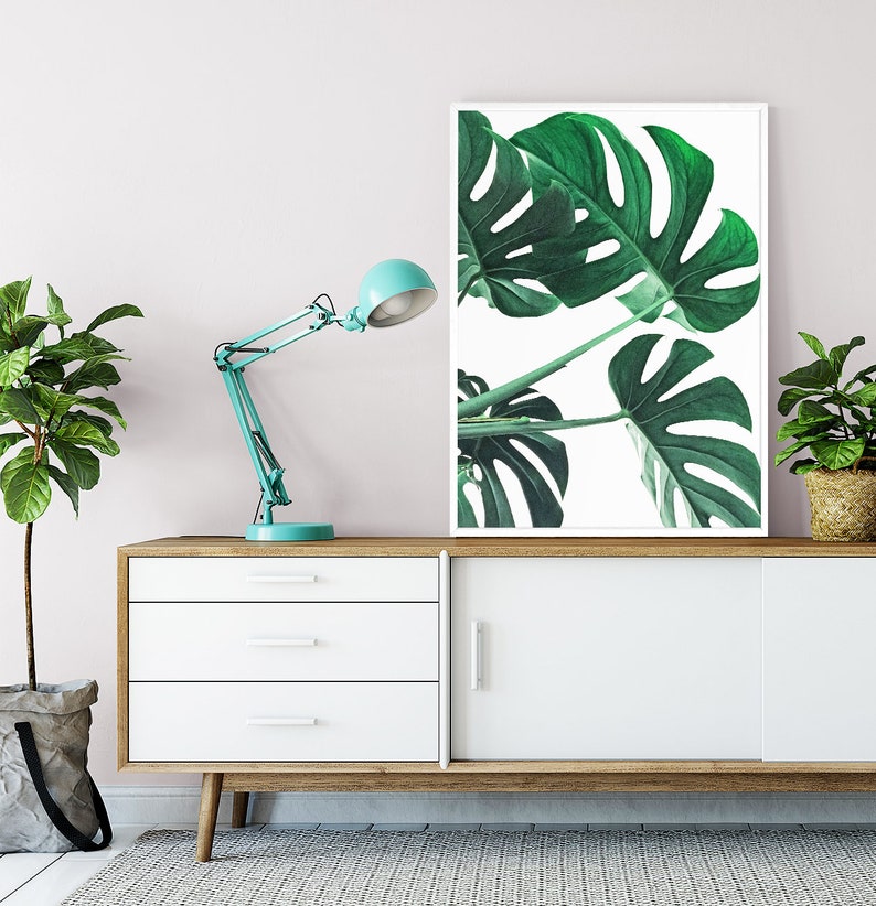 Monstera Leaves Print Set 3 Piece Tropical Palm Leaf Wall | Etsy