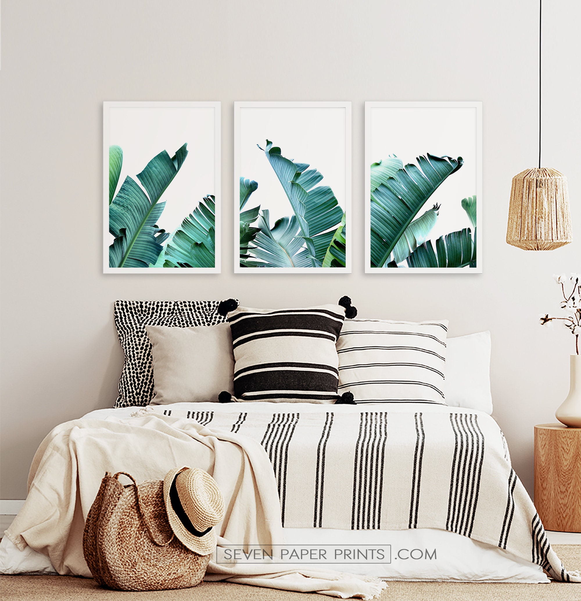 Framed Tropical Wall Art Prints Set of 3 Botanical Framed Etsy