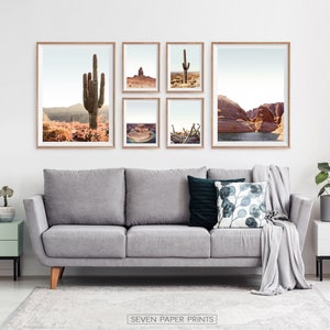 Modern Cactus Saguaro Set of 6 Southwestern Travel Wall Art - Etsy