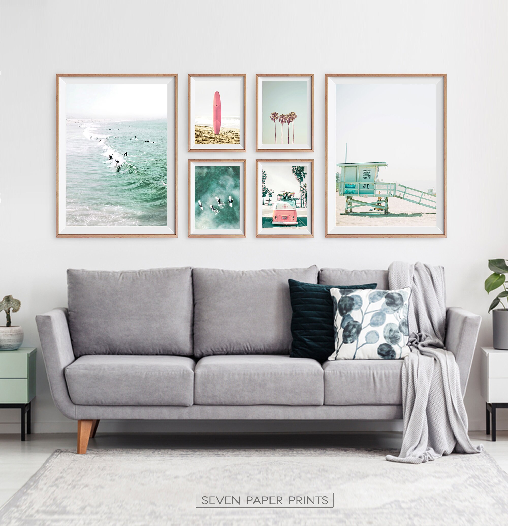 Modern Pink Surfboard Wall Art Coastal Pastel Print Summer | Etsy