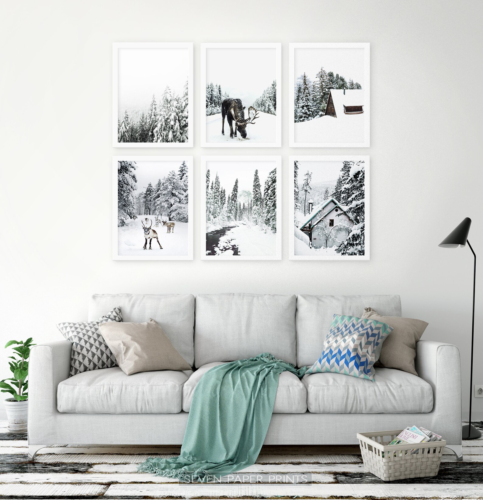 Printed and Shipped Snowy Winter Christmas Wall Art Set Large Etsy