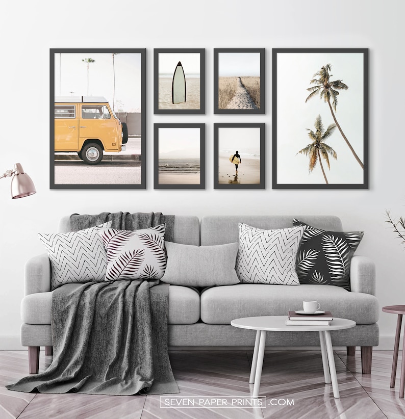 Large Framed Coastal Prints Set of 3 of Combi Van Beach and Etsy