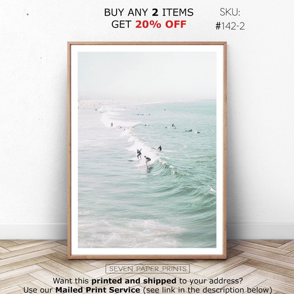 Ocean Waves Surf Print. Malibu Beach Surfing Poster. California Wall Art. Large Printable Water Decor. Download Digital Photography. Blue
