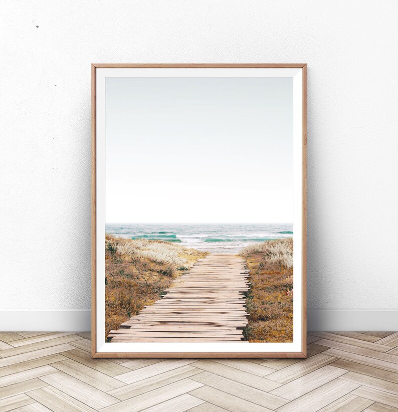 Coastal Beach Print, Ocean Wall Art, Pastel Sea Photo, Digital Wave Poster, Large Landscape, Beach Path, Printable Home Decor, Ocean Nature image 2