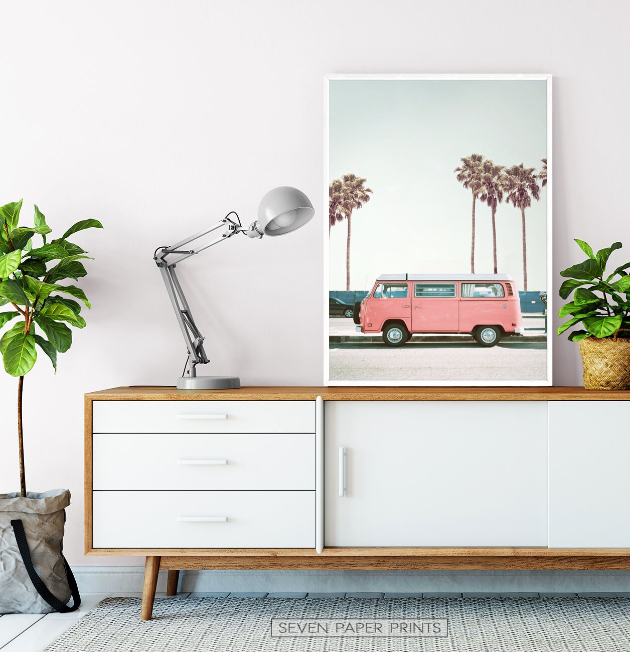 Surfing Wall Art and Modern Van in California Pastel Ocean | Etsy