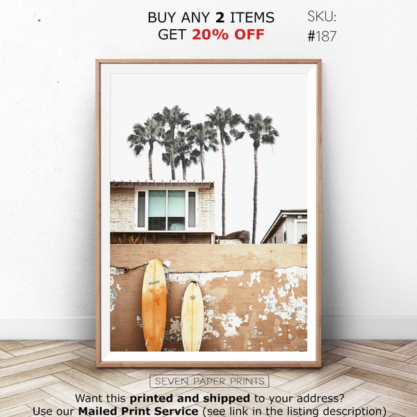 Coastal Surf Print, California Beach Wall Art, Ocean Palm Shore, Modern Tropical Photo, Boho Summer Poster, Digital Room Decor, Sea Life