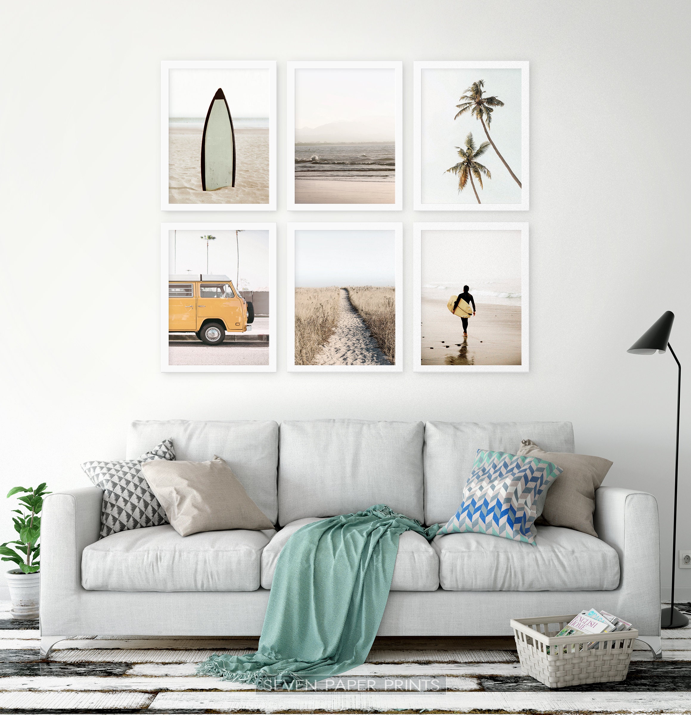 Large Framed Wall Art Set of 6 Coastal California Beaches Etsy