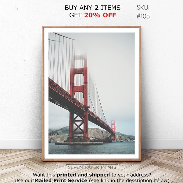 San Francisco, Golden Gate, Morning Fog on the Water, Golden Gate Bridge, Bridge Photography, Travel Photo, California Art, Big Size Photo