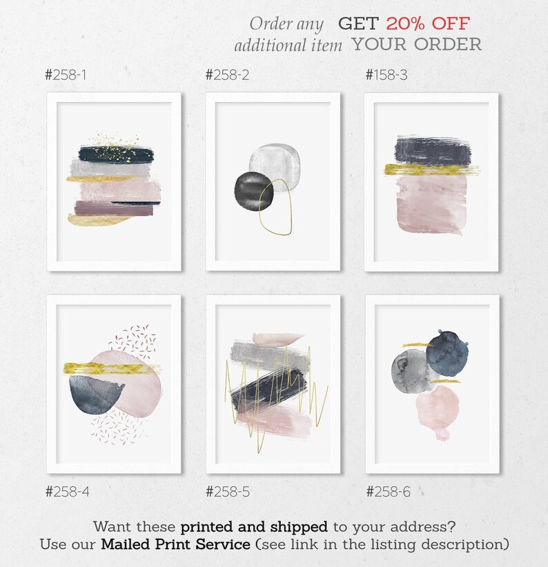 Abstract Minimalist Watercolor Prints Set of 6 Piece. Modern Etsy UK