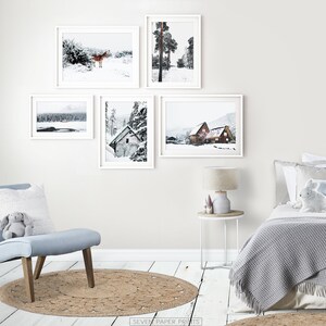 Winter Printable 5 Piece Holiday Decor. Christmas Wall Art Set. Cabins ...